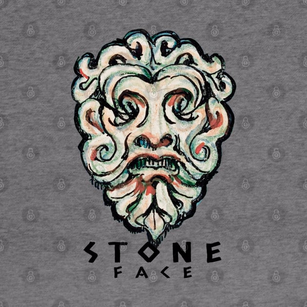 Vintage Sculpture Face Stone Head by KewaleeTee